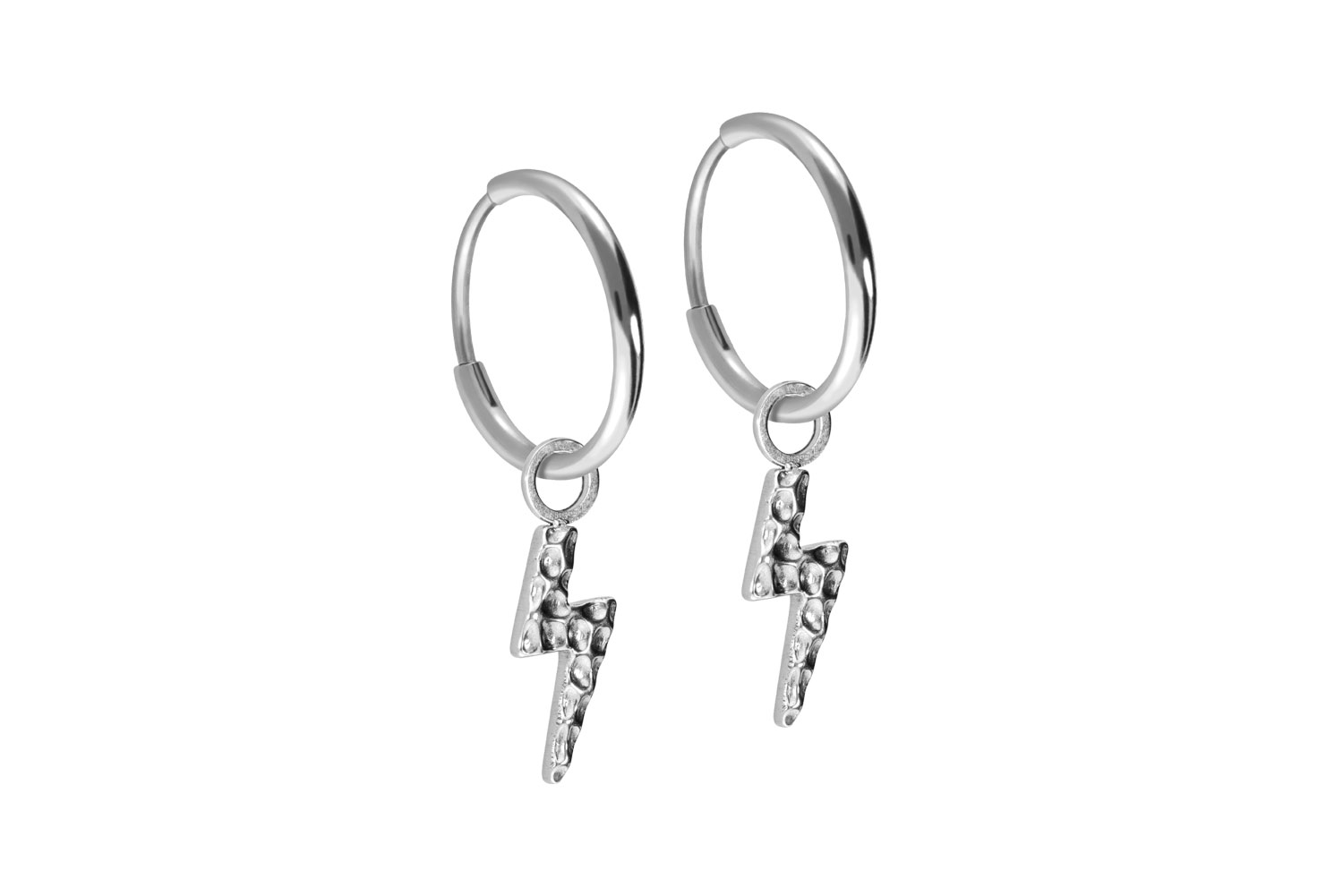 Titan Ohrclicker Creolen BLITZ + GEHÄMMERTE STRUKTUR von Piercingline